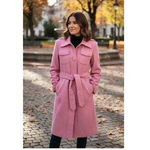 Atmosphere Pink Felt Trench Coat, Reversible, Women's Size 0-2 NWOT